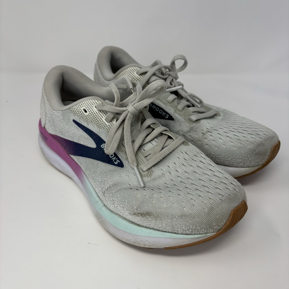 Brooks Ghost 16 Womens Shoes Sz 7.5 Wide Running Gray Mesh Lace Up Sneakers